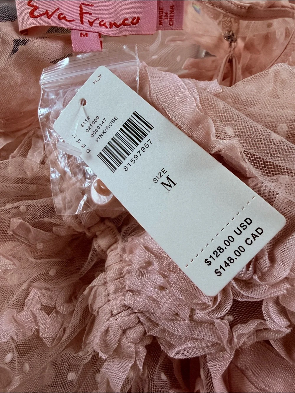 NWT Anthropologie Eva Franco Pink Lace Floral Boho Blouse Size Medium